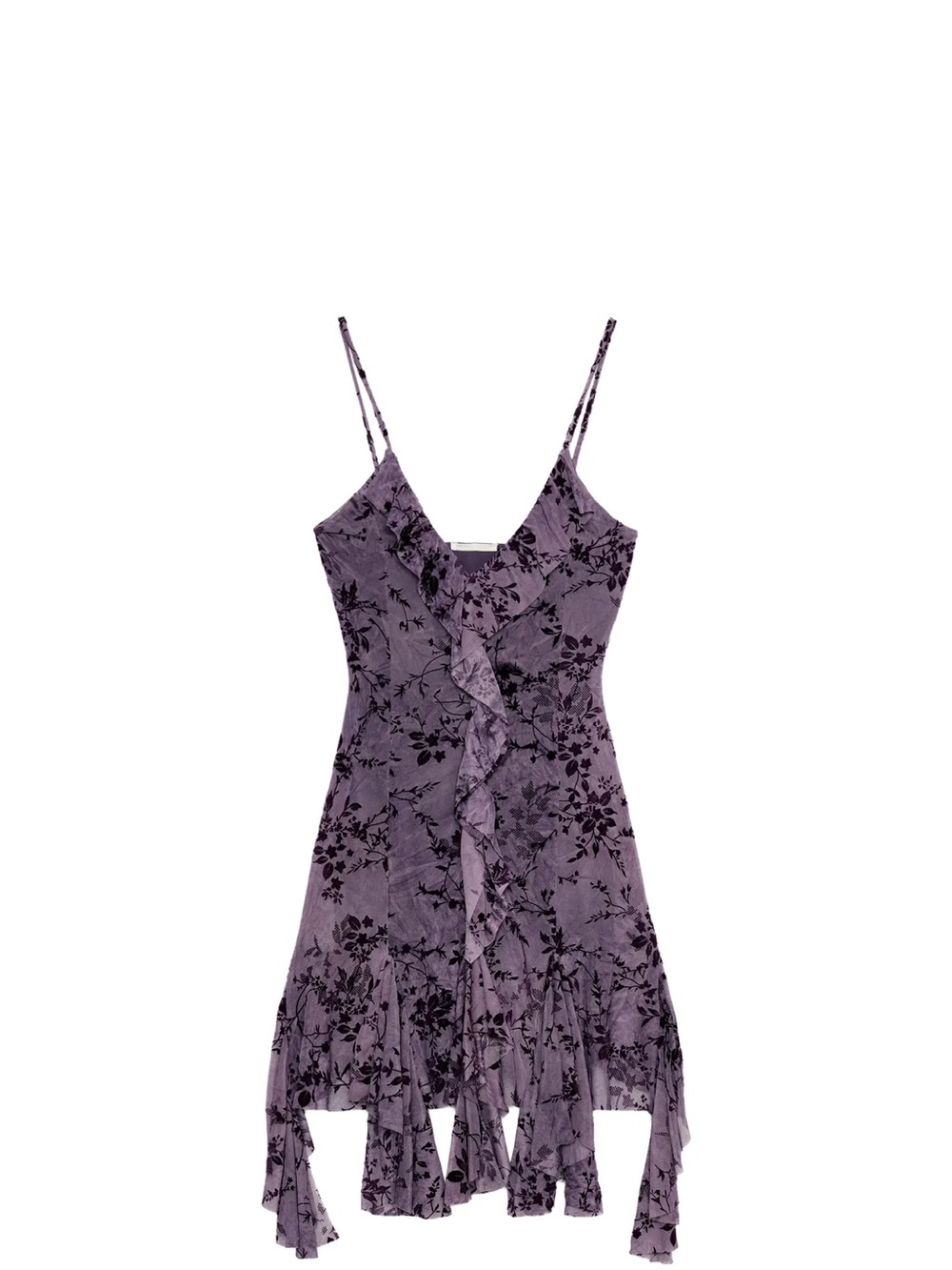 Zara Lavender Floral Ruffle Slip Dress